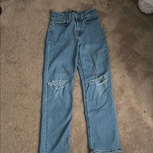 Lee Light Blue Distressed Straight Leg Jeans